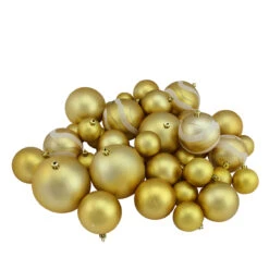 39ct Gold Glamour Shatterproof 2-Finish Christmas Ball Ornaments 4" (100mm)