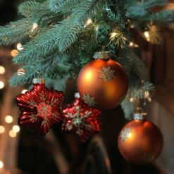 4ct Shiny Red Stars And Amber Orange Balls Glass Christmas Ornaments 4.25" -Christmas Decoration Store ib0vhmaqra1x0vzuvfslcbk3qyjntan6 64935.1667576019