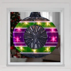 15.5" Lighted Purple And Green Shimmering Ornament Christmas Window Silhouette Decoration 7 15.5" Lighted Purple And Green Shimmering Ornament Christmas Window Silhouette Decoration -Christmas Decoration Store impact13349 83344.1667530645