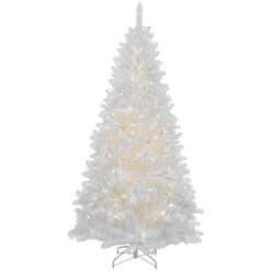 7.5' Pre-Lit Iridescent White Alaskan Pine Artificial Christmas Tree - Clear Lights