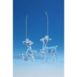 Club Pack Of 16 Icy Crystal Decorative Christmas Deer Ornaments 3.5"