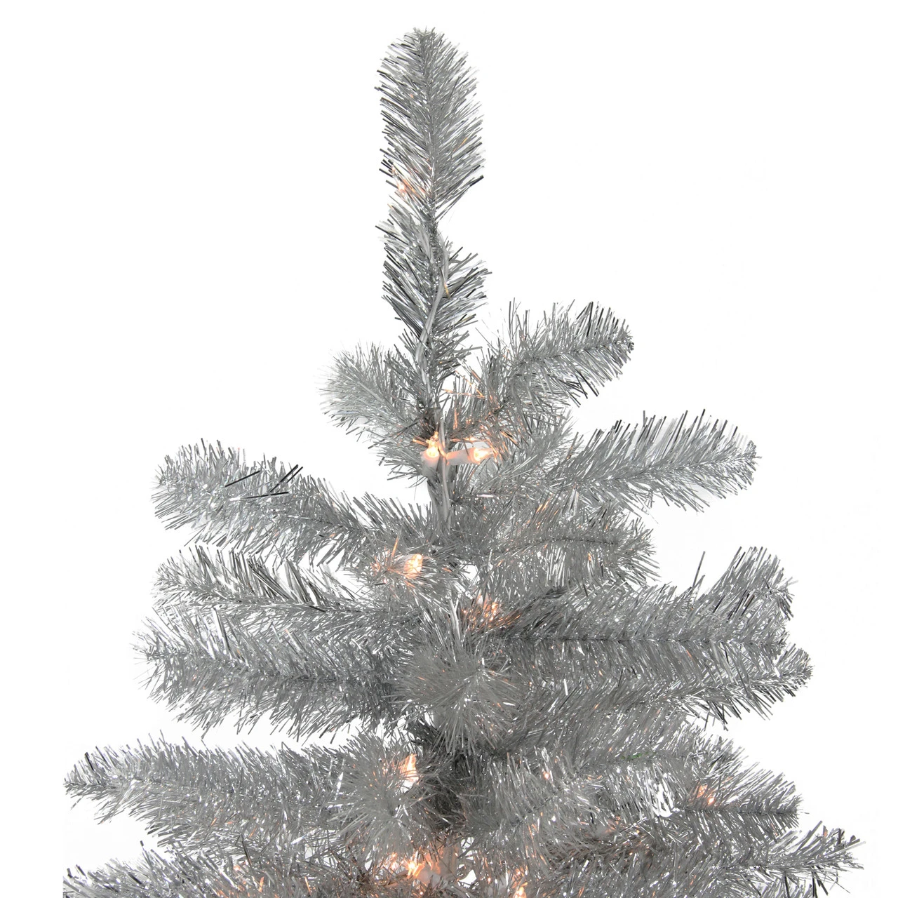 7.5' Pre-Lit Full Metallic Tinsel Artificial Christmas Tree, Clear Lights 4 7.5' Pre-Lit Full Metallic Tinsel Artificial Christmas Tree, Clear Lights - Image 2