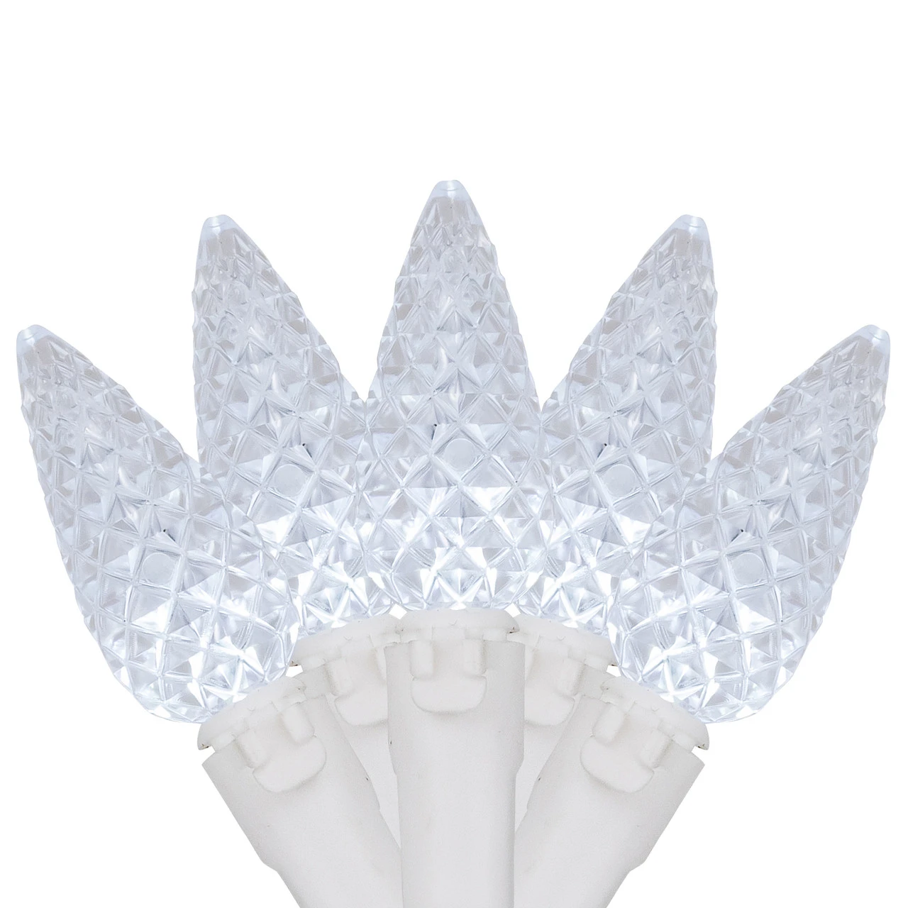 70 Pure White LED C6 Christmas String Lights - 23 Ft White Wire 4 70 Pure White LED C6 Christmas String Lights - 23 Ft White Wire - Image 2