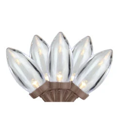 25 Warm White LED C9 Christmas Lights - 16 Ft Brown Wire