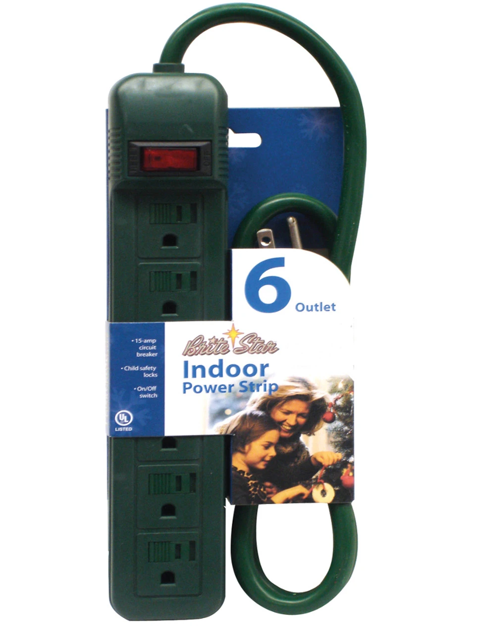 6’ Brite Star Indoor 6-Outlet Power Strip Electrical Cord – Green Wire 3 6’ Brite Star Indoor 6-Outlet Power Strip Electrical Cord – Green Wire