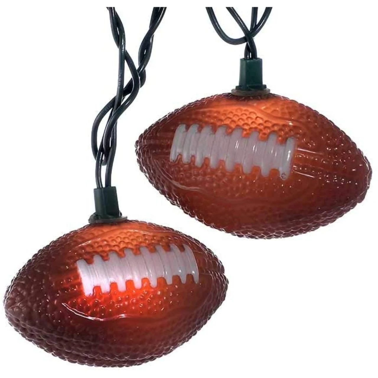 Set Of 10 Football Shaped Novelty String Lights - 9ft Green Wire 3 Set Of 10 Football Shaped Novelty String Lights - 9ft Green Wire