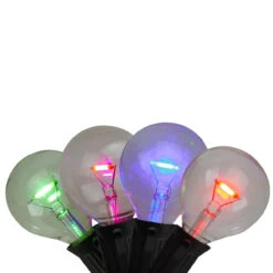 10-Count Multi Colored G40 Globe Patio Lights, 7 Ft Black Wire