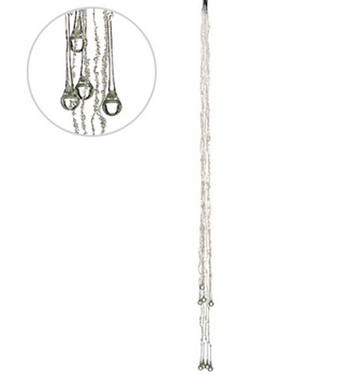 8 White LED Icicle Beaded Glass Drop Christmas Lights - 5 Ft Silver Wire 3 8 White LED Icicle Beaded Glass Drop Christmas Lights - 5 Ft Silver Wire