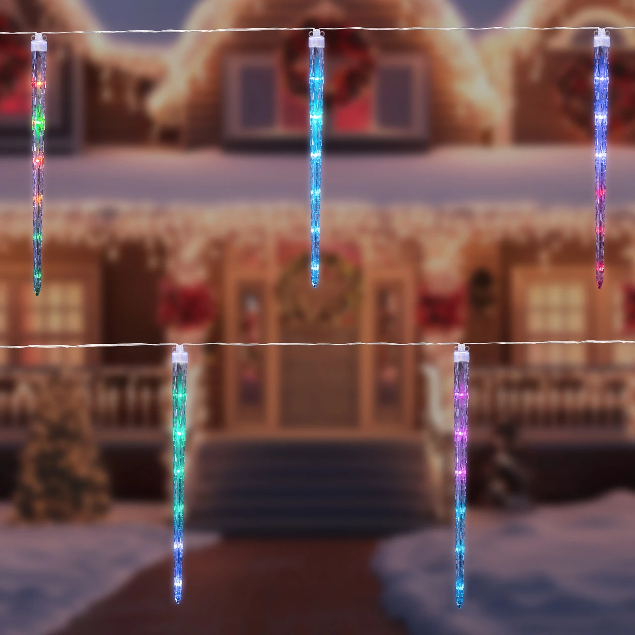 5 Multi Color Dripping Transparent Icicle Christmas Light Tubes - 13 Ft Clear Wire 5 5 Multi Color Dripping Transparent Icicle Christmas Light Tubes - 13 Ft Clear Wire - Image 3