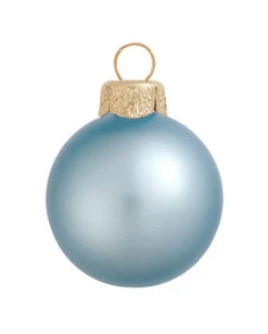 8ct Sky Blue Matte Glass Christmas Ball Ornaments 3.25" (80mm)