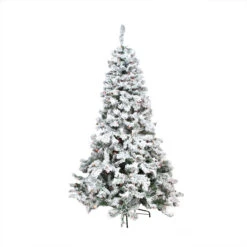 9' Pre-Lit Heavily Flocked Pine Medium Artificial Christmas Tree - Multicolor Lights
