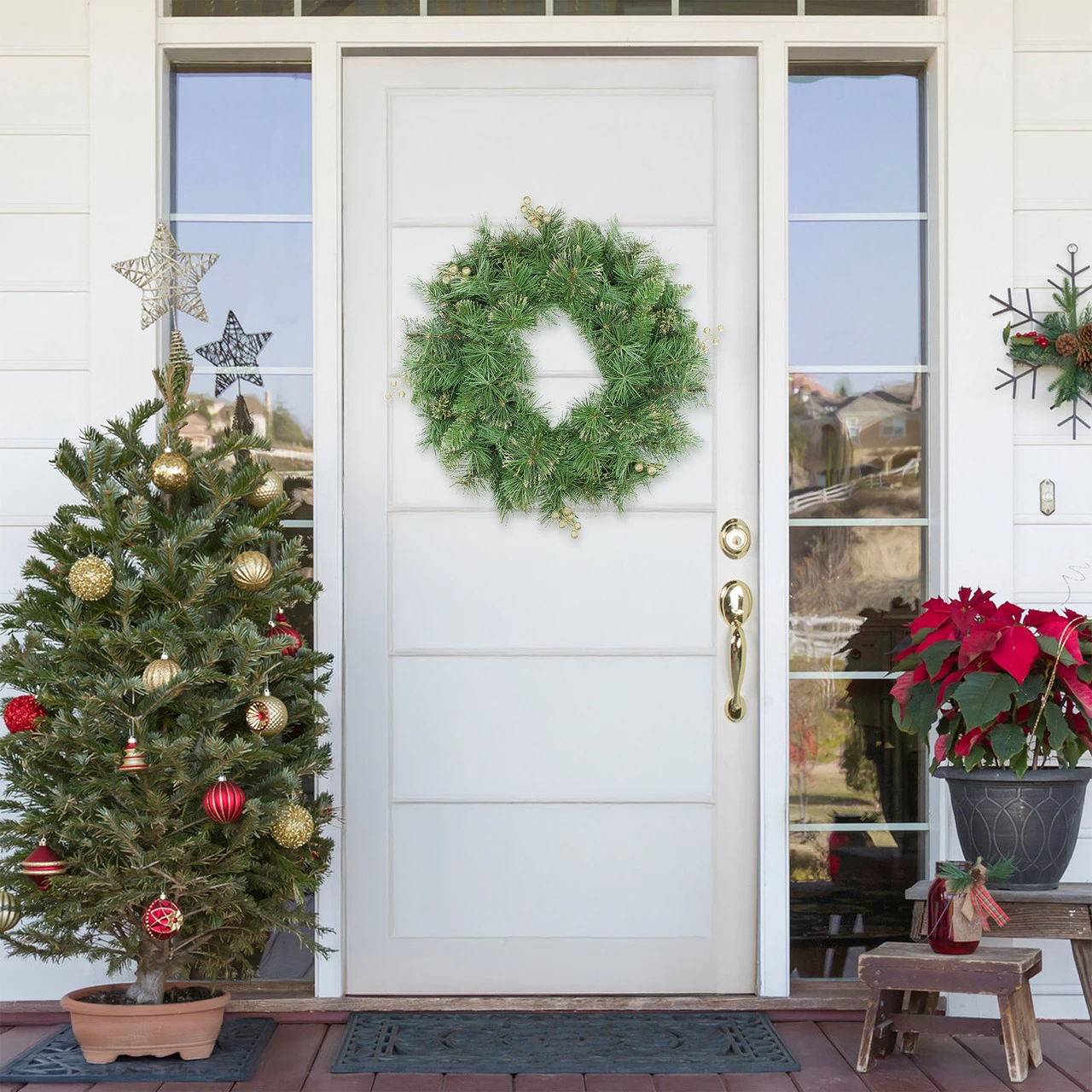 Mixed Pine And Glittered Berry Artificial Christmas Wreath - 24-Inch, Unlit 3 Mixed Pine And Glittered Berry Artificial Christmas Wreath - 24-Inch, Unlit