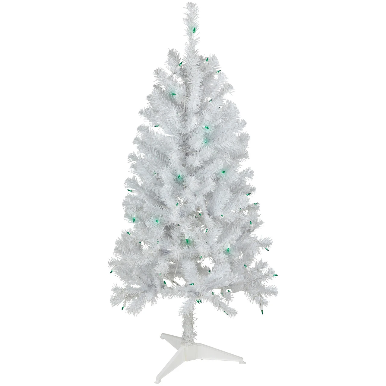 4' Pre-Lit White Artificial Christmas Tree, Green Lights 4 4' Pre-Lit White Artificial Christmas Tree, Green Lights - Image 2