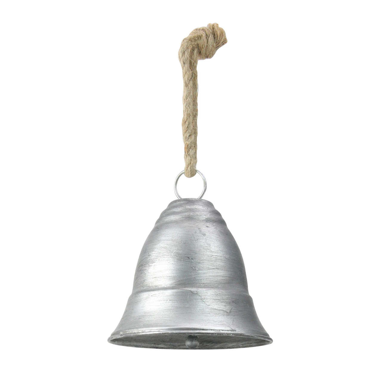 8.5" Silver And Beige Country Rustic Hanging Christmas Bell 4 8.5" Silver And Beige Country Rustic Hanging Christmas Bell - Image 2
