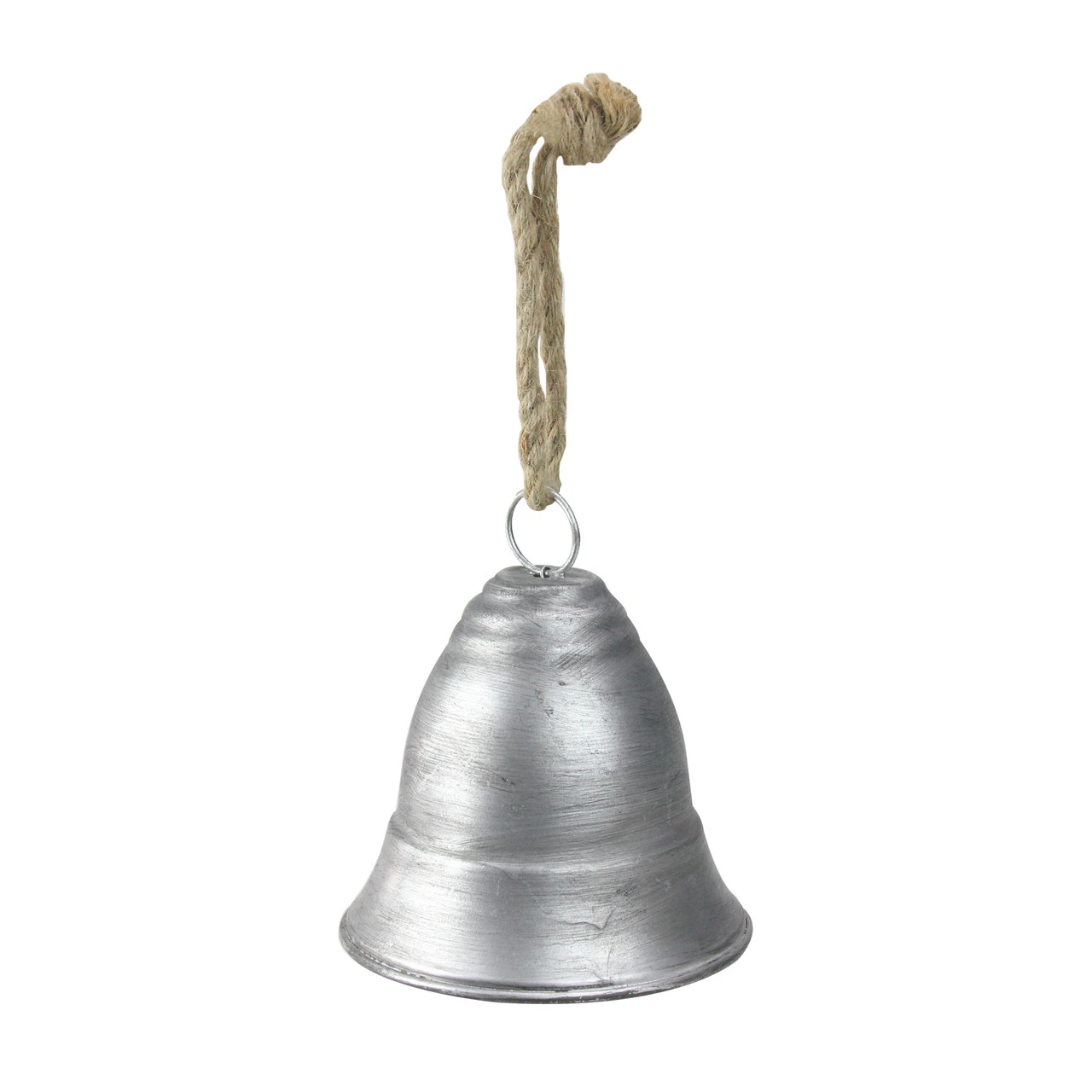 8.5" Silver And Beige Country Rustic Hanging Christmas Bell 3 8.5" Silver And Beige Country Rustic Hanging Christmas Bell