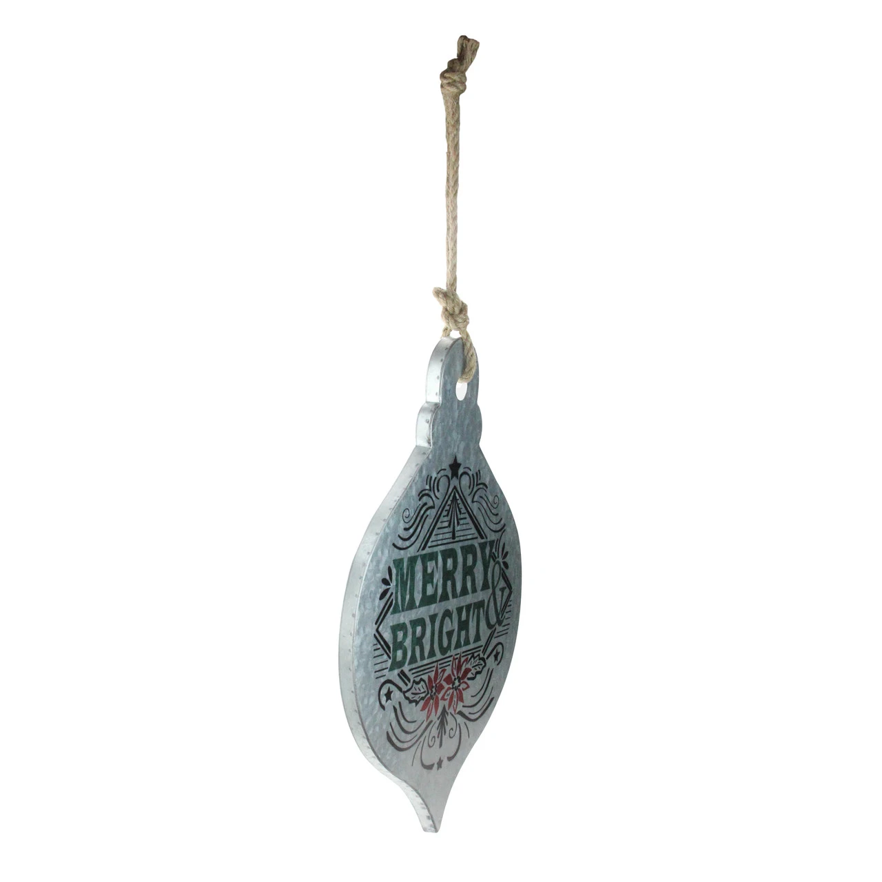 20" Silver And Green 'Merry Bright' Onion Christmas Wall Hanging Ornament 4 20" Silver And Green 'Merry Bright' Onion Christmas Wall Hanging Ornament - Image 2