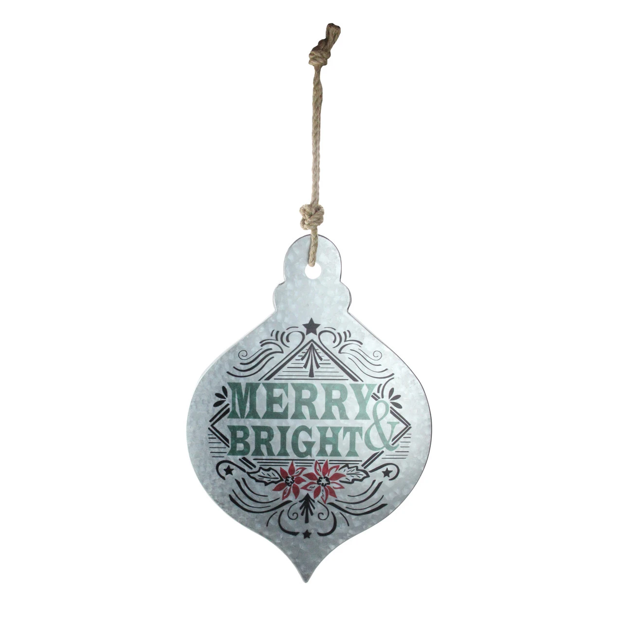 20" Silver And Green 'Merry Bright' Onion Christmas Wall Hanging Ornament 3 20" Silver And Green 'Merry Bright' Onion Christmas Wall Hanging Ornament