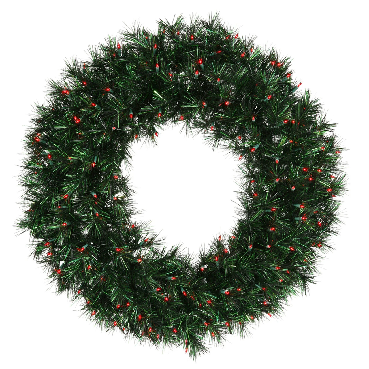 Pre-lit Midnight Green Pine Christmas Wreath - 30-Inch, Red Dura Lights 3 Pre-lit Midnight Green Pine Christmas Wreath - 30-Inch, Red Dura Lights