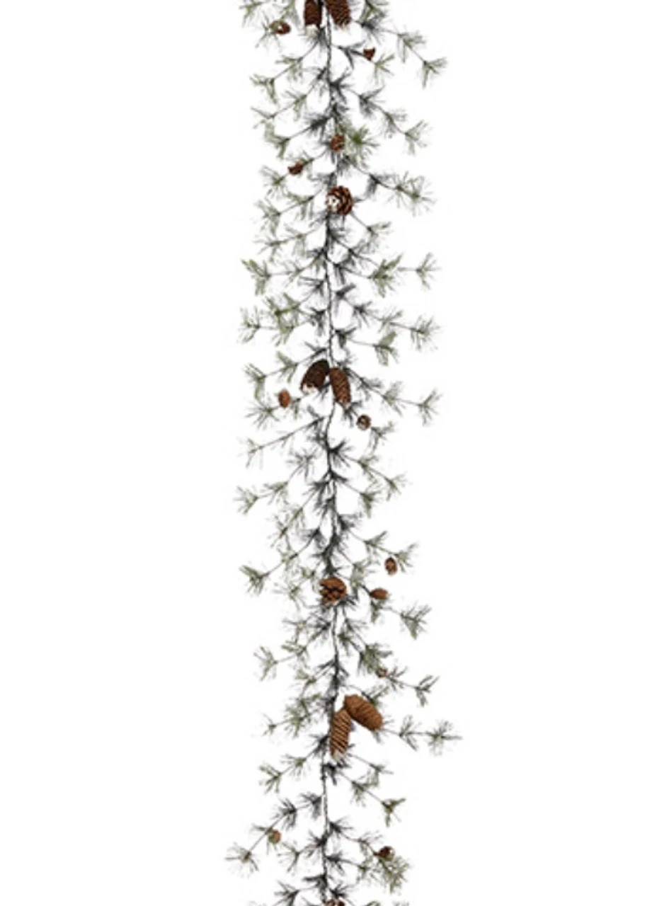 9.5' Frosted Pine With Pine Cones Artificial Christmas Garland - Unlit 4 9.5' Frosted Pine With Pine Cones Artificial Christmas Garland - Unlit - Image 2