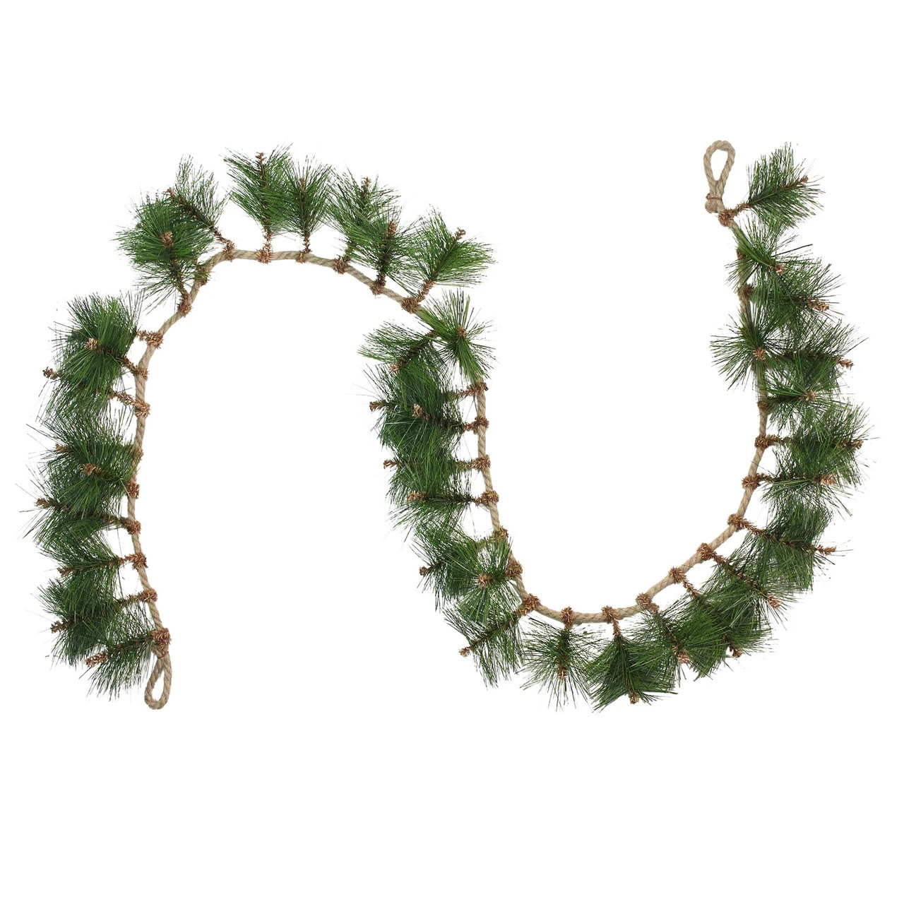 6' X 5" Long Needle Pine And Rope Rustic Artificial Christmas Garland - Unlit 4 6' X 5" Long Needle Pine And Rope Rustic Artificial Christmas Garland - Unlit - Image 2