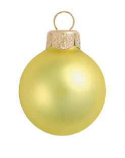 12ct Soft Yellow Glass Matte Finish Christmas Ball Ornaments 2.75" (70mm)