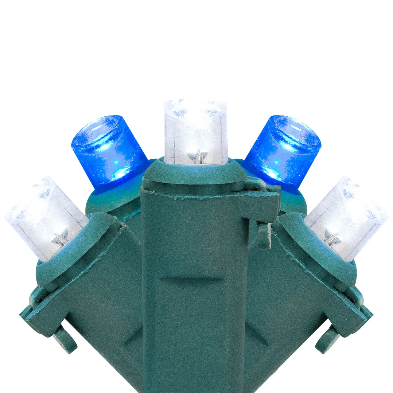 50ct Blue And White LED Wide Angle Mini Christmas Lights, 16.25ft Green Wire 4 50ct Blue And White LED Wide Angle Mini Christmas Lights, 16.25ft Green Wire - Image 2