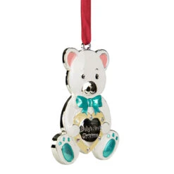 3" Pastel Silver Plated Bear Baby's First Christmas Ornament With European Crystals 9 3" Pastel Silver Plated Bear Baby's First Christmas Ornament With European Crystals -Christmas Decoration Store northlight hd92867 2updated 80426.1688037551