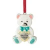 3" Pastel Silver Plated Bear Baby's First Christmas Ornament With European Crystals