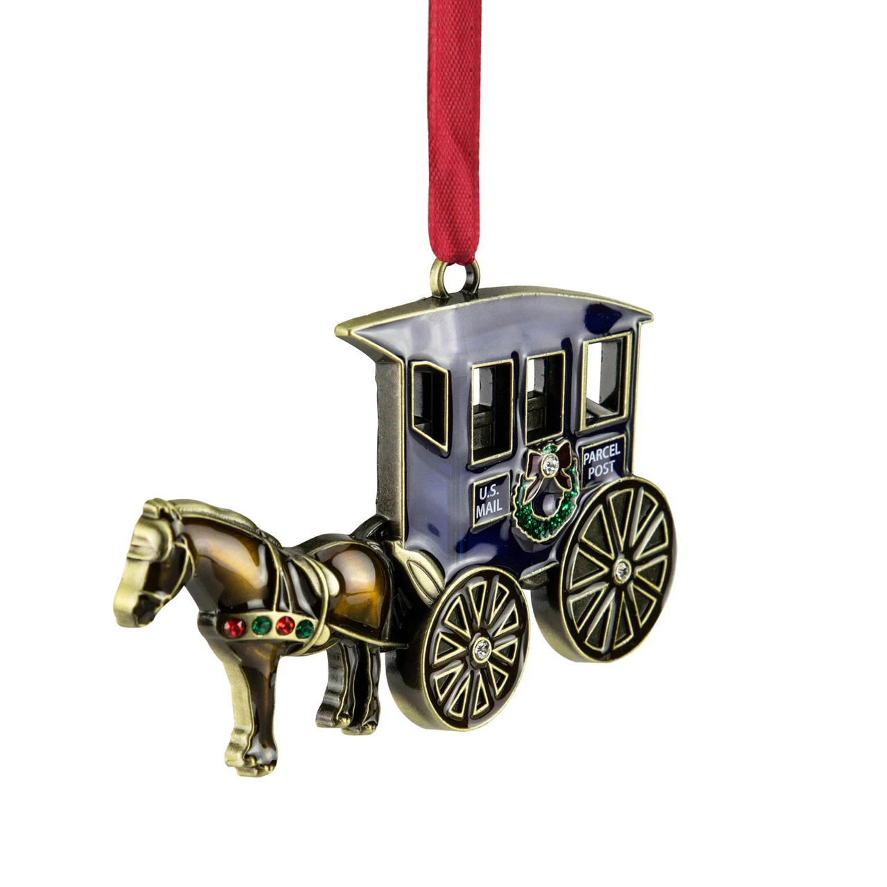 3.25" U.S. Mail Parcel Horse And Buggy Christmas Ornament With European Crystals 6 3.25" U.S. Mail Parcel Horse And Buggy Christmas Ornament With European Crystals - Image 4