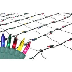 4' X 6' Multi-Color Mini Net Mesh Style Christmas Lights, Green Wire