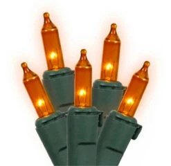 4' X 6' Orange Mini Incandescent Net Style Christmas Lights - Green Wire