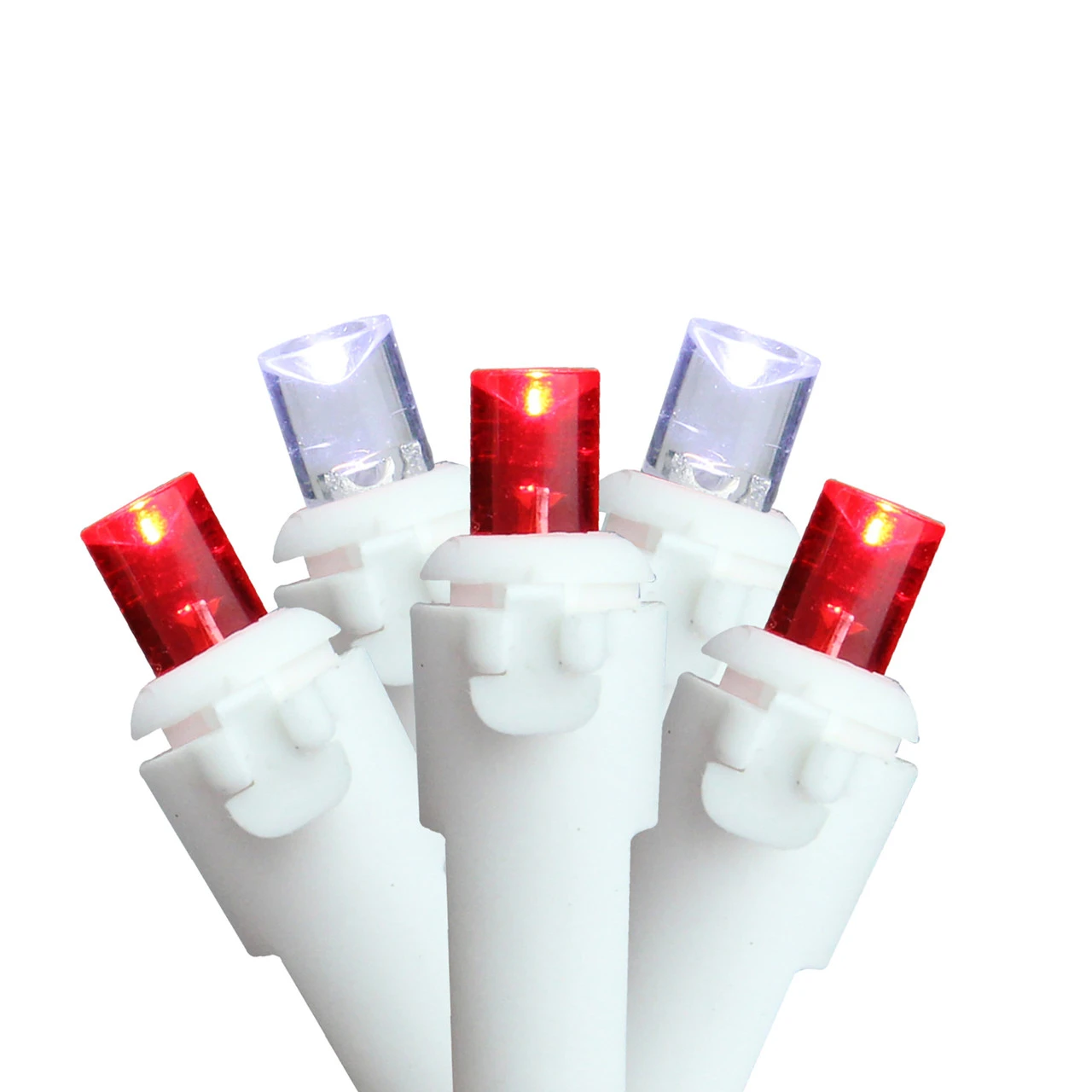 50 Red And White LED Wide Angle Christmas Lights - 16.25 Ft White Wire 3 50 Red And White LED Wide Angle Christmas Lights - 16.25 Ft White Wire