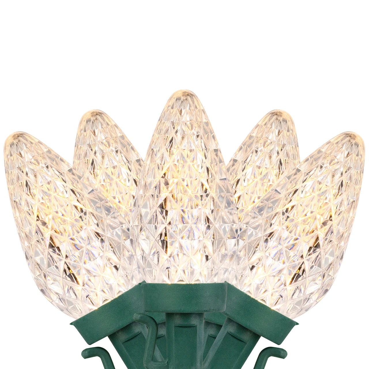 100ct Warm White LED Faceted C9 Christmas Lights, 66ft Green Wire 4 100ct Warm White LED Faceted C9 Christmas Lights, 66ft Green Wire - Image 2