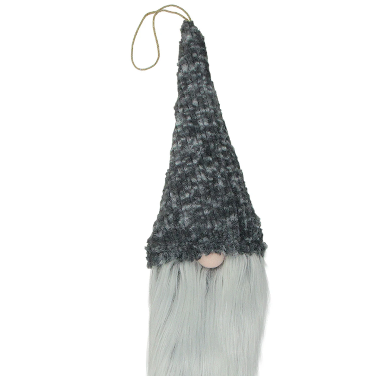 34" Gray And White Hanging Gnome Hat Christmas Decoration 4 34" Gray And White Hanging Gnome Hat Christmas Decoration - Image 2