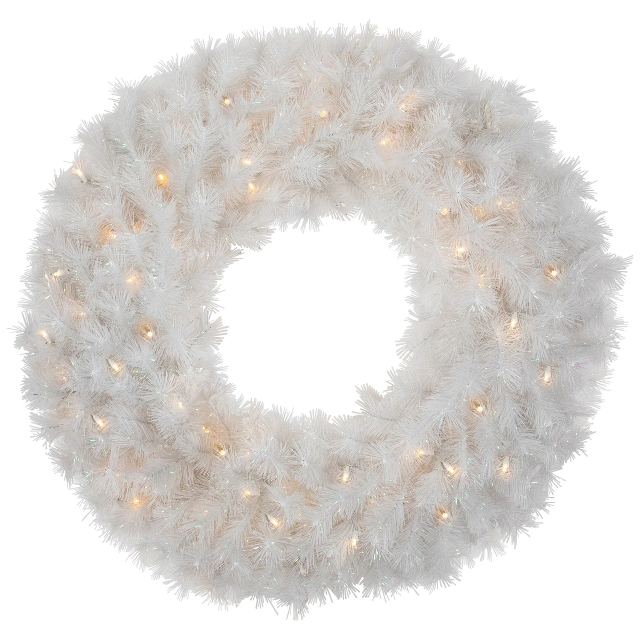 Pre-Lit White Alaskan Pine Artificial Christmas Wreath, 36-Inch, Warm White LED Lights 3 Pre-Lit White Alaskan Pine Artificial Christmas Wreath, 36-Inch, Warm White LED Lights