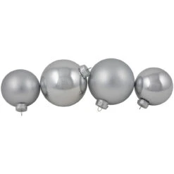 72ct Silver Shiny And Matte Christmas Glass Ball Ornaments 4" (100mm) -Christmas Decoration Store northlight20wy15216 03 54577.1667576168
