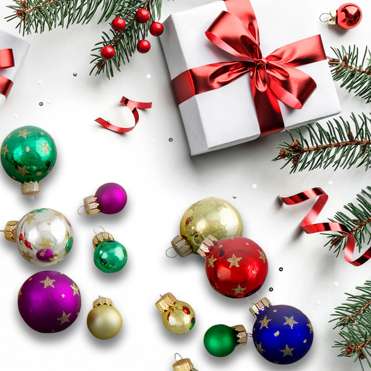 16-Piece Set Of Assorted Multi-Color Glass Ball Christmas Ornaments With Tree Topper 5 16-Piece Set Of Assorted Multi-Color Glass Ball Christmas Ornaments With Tree Topper - Image 3