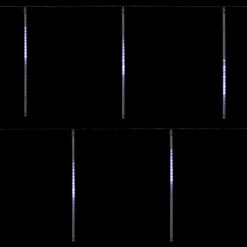 Set Of 10 White LED Dripping Snowfall Icicle Christmas Lights - 20.5 Ft Clear Wire