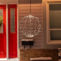 30" LED Lighted 3D Christmas Hanging Ball Decoration – Warm White Lights