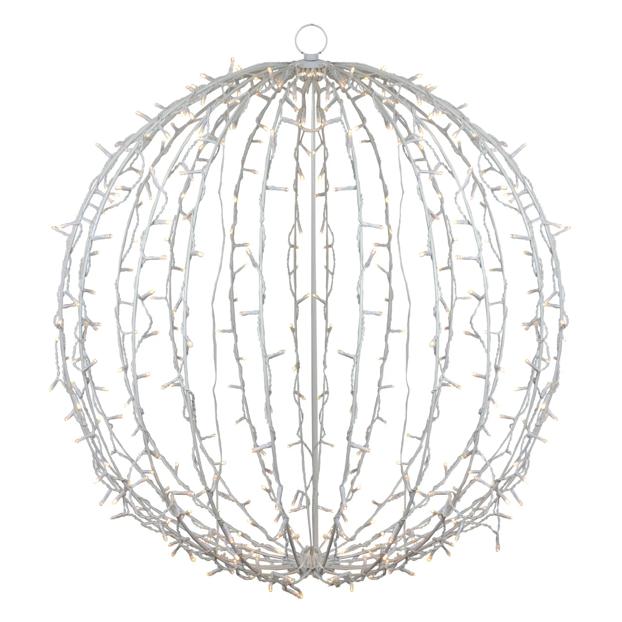 30" LED Lighted 3D Christmas Hanging Ball Decoration – Warm White Lights 4 30" LED Lighted 3D Christmas Hanging Ball Decoration – Warm White Lights - Image 2