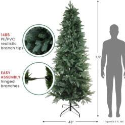 7.5' Green Slim Washington Frasier Fir Artificial Christmas Tree - Unlit -Christmas Decoration Store northlight b03891 thumbnail 2 45333.1680198193