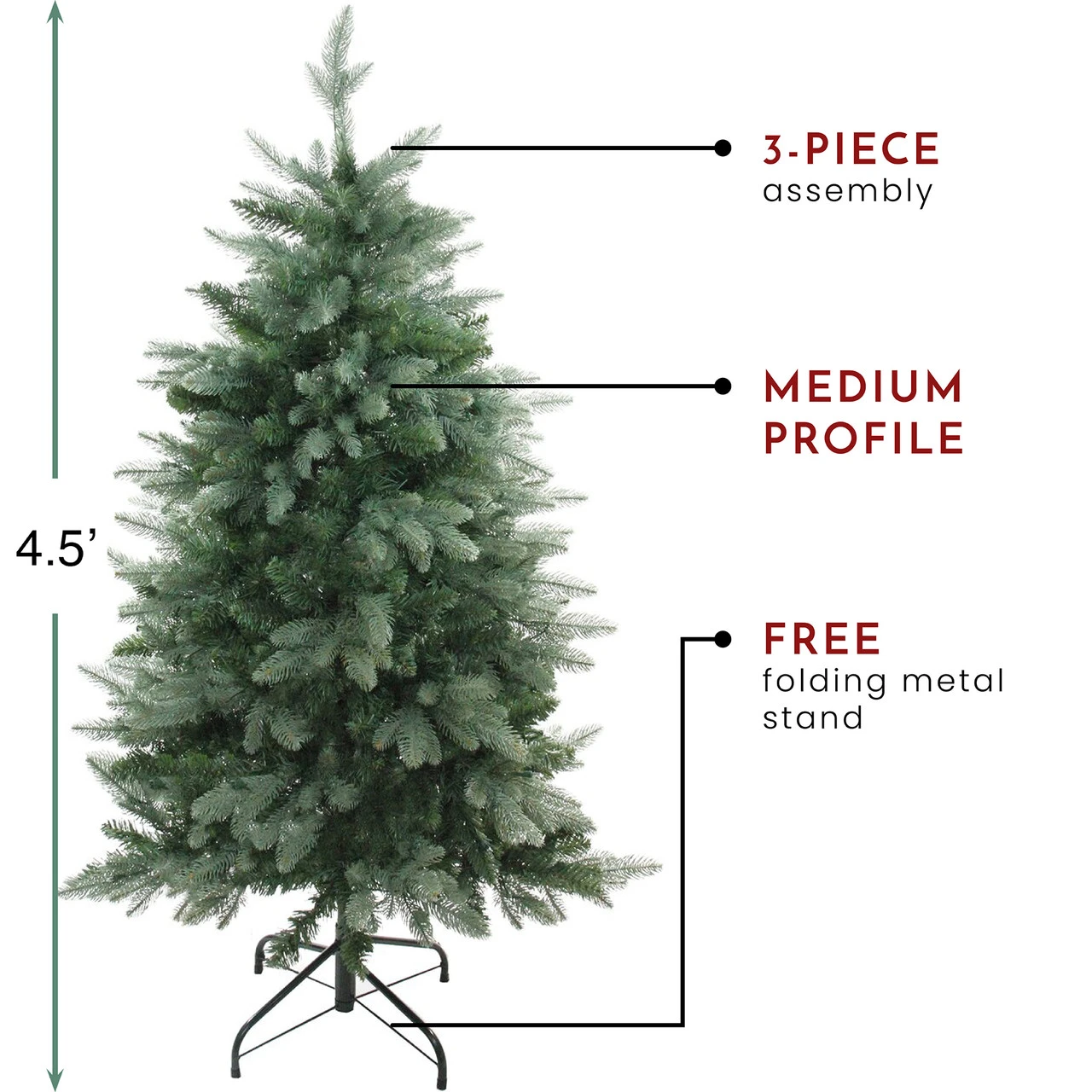 4.5' Green Medium Washington Frasier Fir Artificial Christmas Tree - Unlit 6 4.5' Green Medium Washington Frasier Fir Artificial Christmas Tree - Unlit - Image 4
