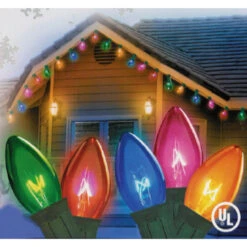 25-Count Multi-Color C7 Christmas Light Set, 24ft Green Wire