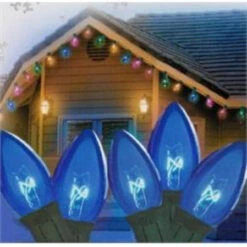 25-Count Blue C7 Christmas Light Set, 24ft Green Wire