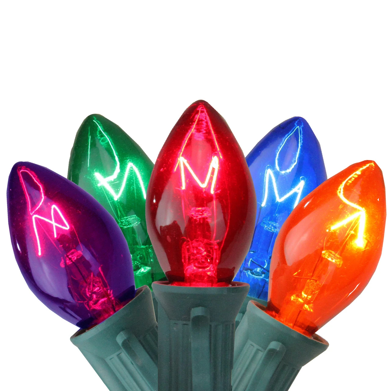 Set Of 25 Transparent Multi-Color C7 Twinkle Christmas Lights - 24 Ft. Green Wire 3 Set Of 25 Transparent Multi-Color C7 Twinkle Christmas Lights - 24 Ft. Green Wire