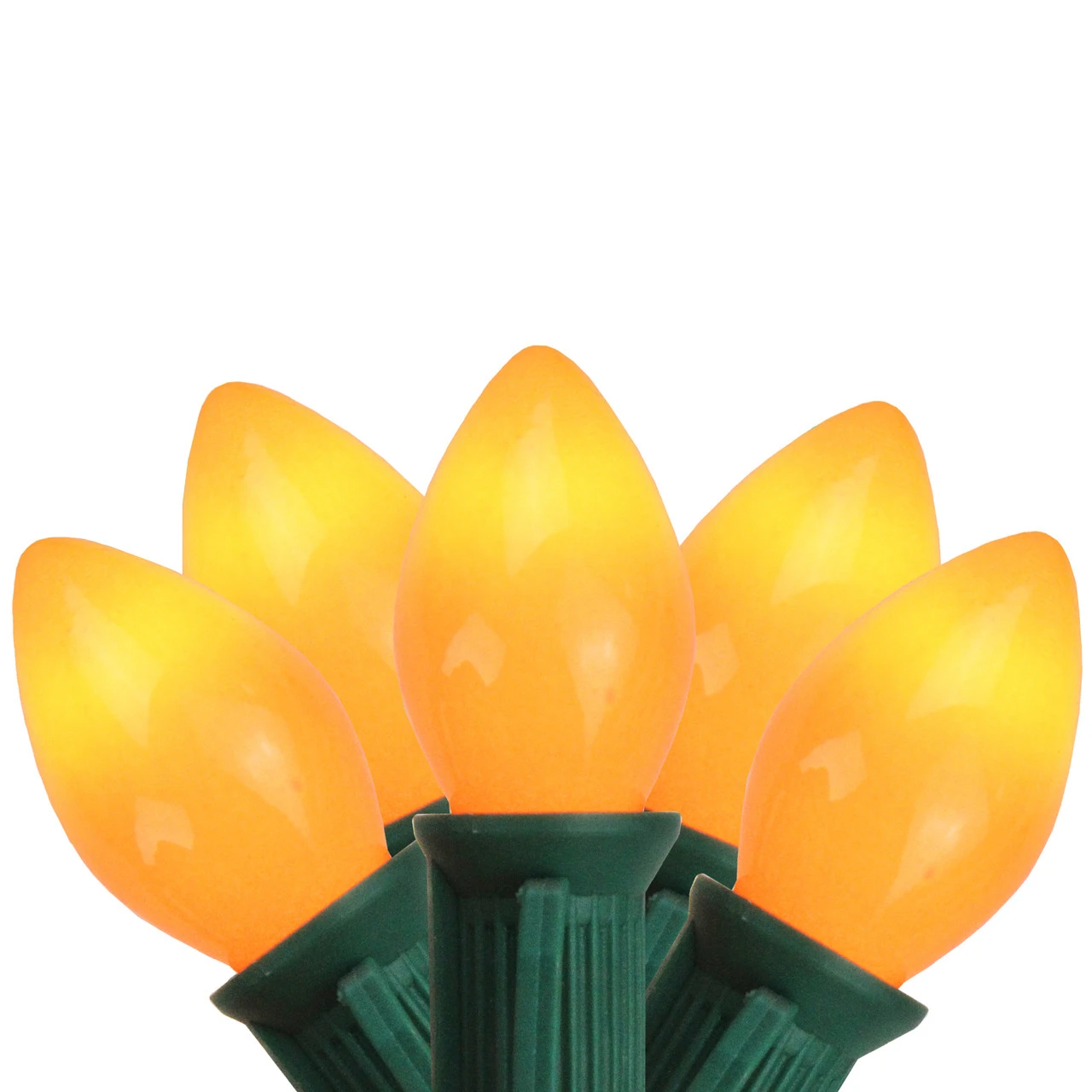 25-Count Opaque Orange C7 Christmas Light Set, 24ft Green Wire 3 25-Count Opaque Orange C7 Christmas Light Set, 24ft Green Wire