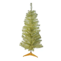4' Slim Gold Iridescent Tinsel Artificial Christmas Tree - Unlit
