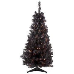 4' Pre-Lit Slim Black Artificial Tinsel Christmas Tree- Clear Lights 7 4' Pre-Lit Slim Black Artificial Tinsel Christmas Tree- Clear Lights -Christmas Decoration Store northlight b83507 2 69592.1667576682