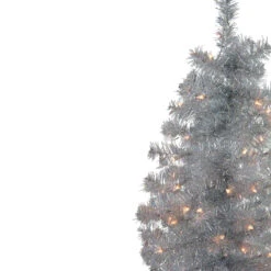 4' X 22" Pre-Lit Slim Silver Artificial Tinsel Christmas Tree - Clear Lights -Christmas Decoration Store northlight b83510 1 88598.1683034971