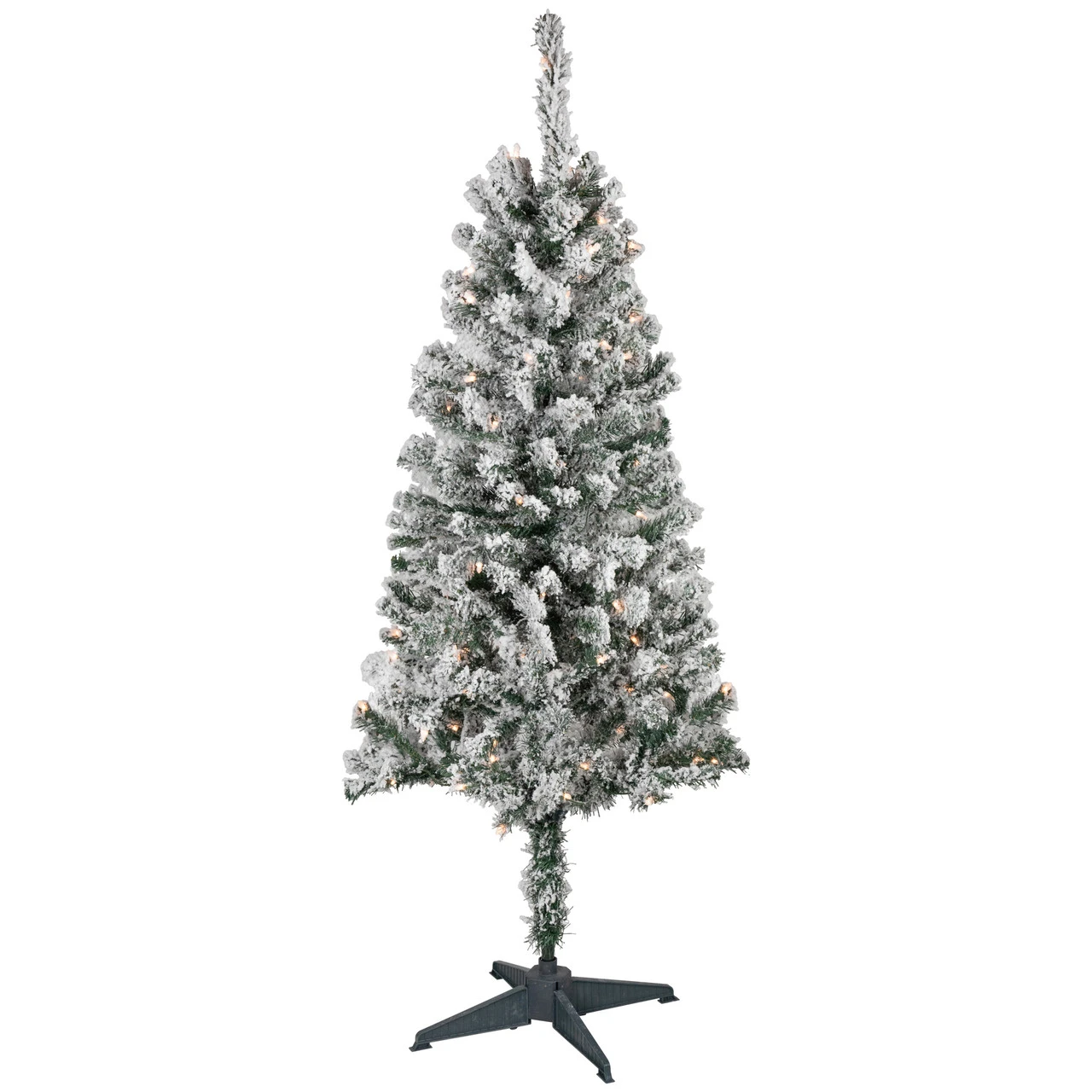 4' Pre-Lit Flocked Pine Artificial Christmas Tree, Clear Lights 3 4' Pre-Lit Flocked Pine Artificial Christmas Tree, Clear Lights